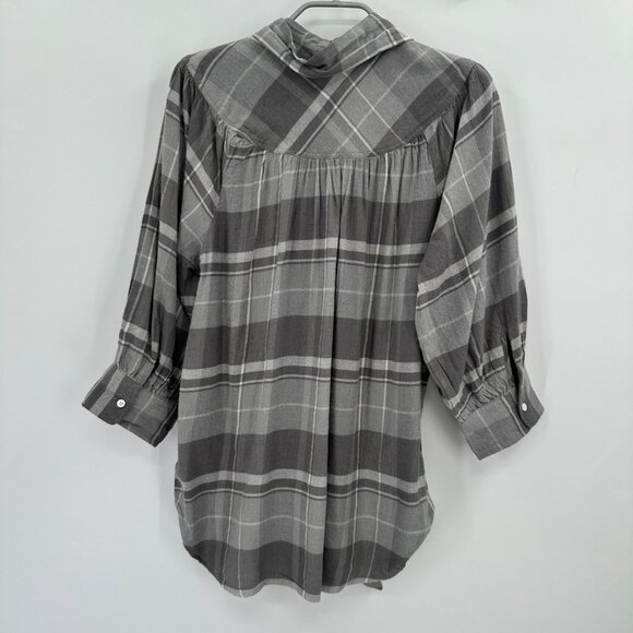 POLO Ralph Lauren Gray Flannel Plaid Tie-Neck Blouse Size S Small Top NWT - Picture 11 of 11